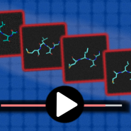 Images of a molecule as if being shown in an online video player.